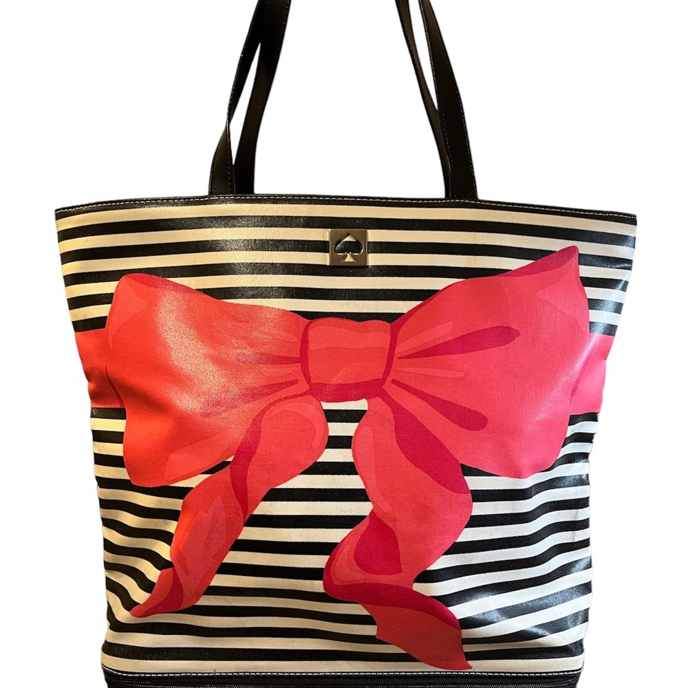Kate Spade Striped Bow Canvas Sonoma Tote - Picture 1 of 12